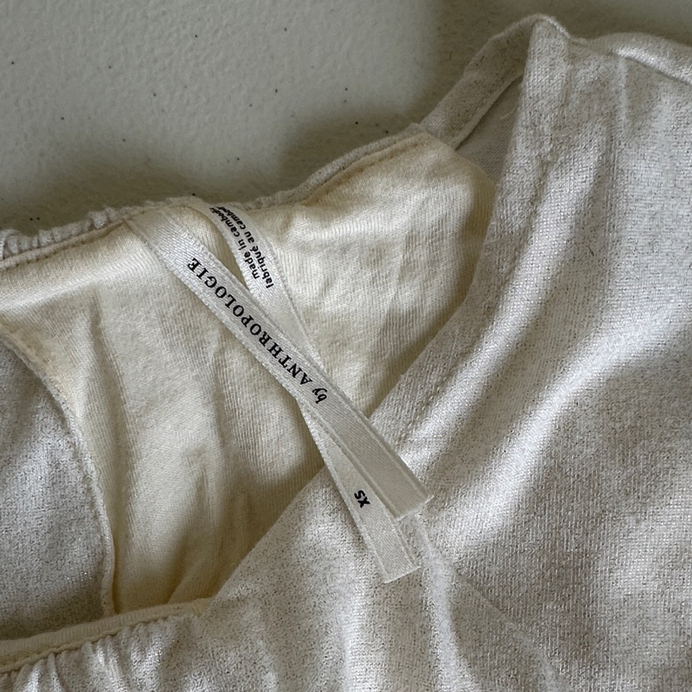 Anthropologie Cream Sleeveless Blouse - Picture 3 of 4